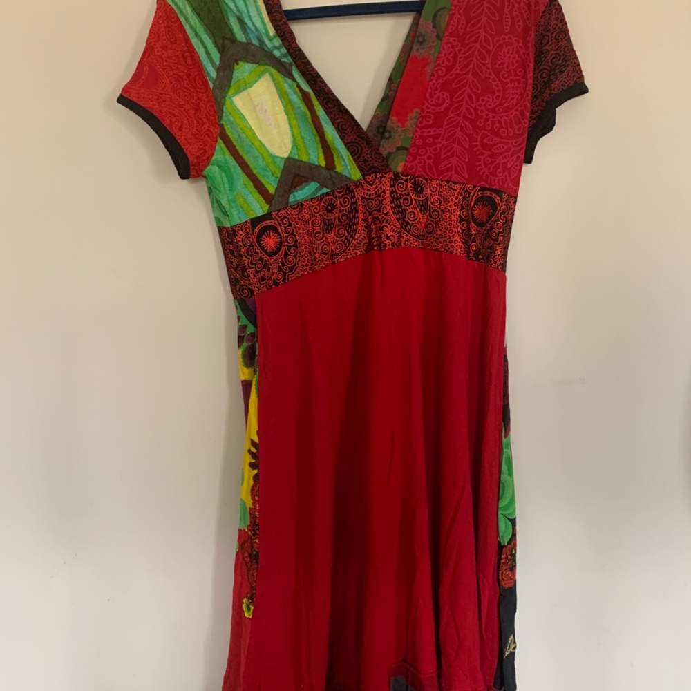 Desigual Red and Green Dress - Picture 10 of 12